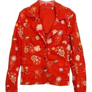 Johnny Was Embroidered Orange Blazer